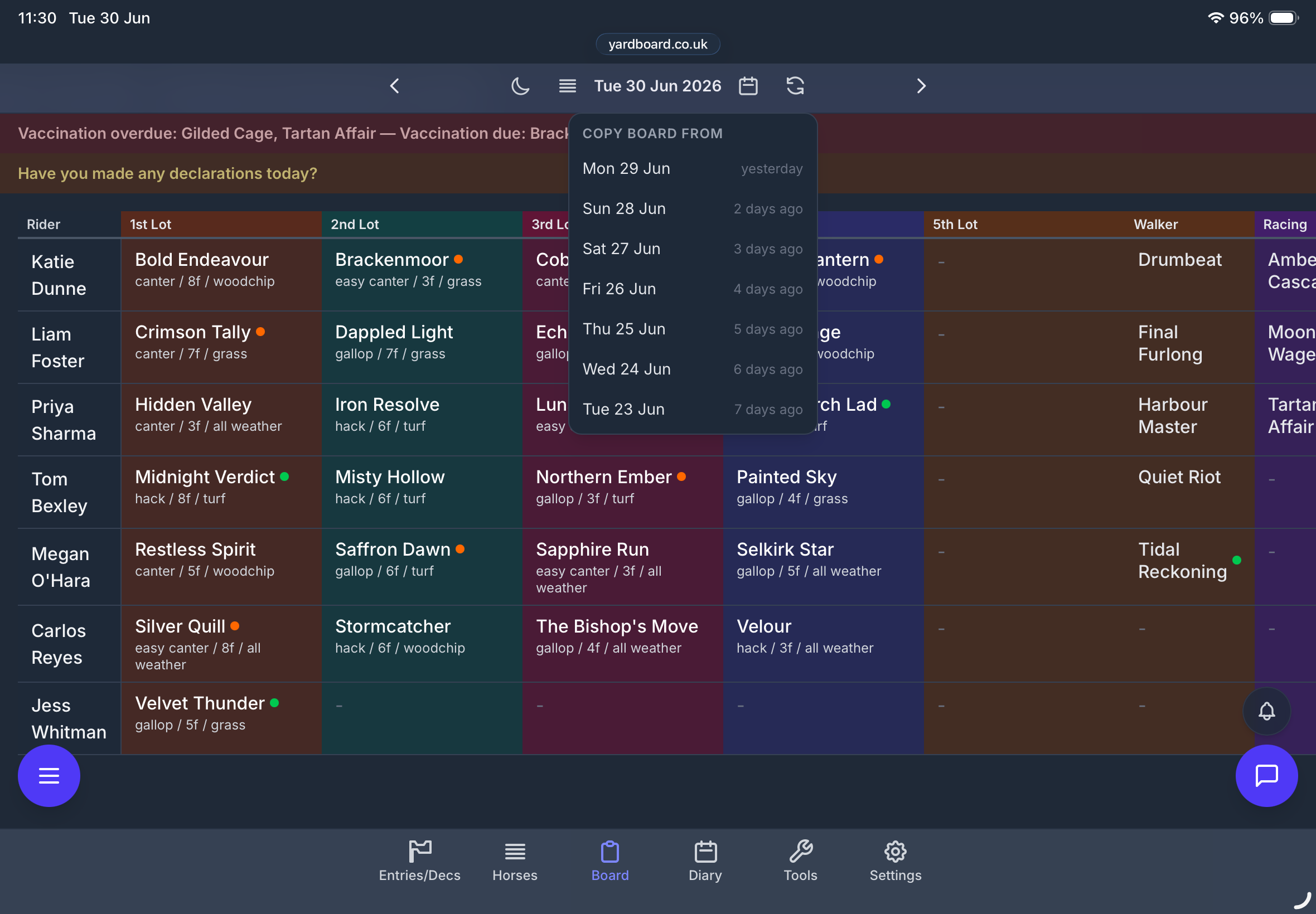 The daily exercise board
