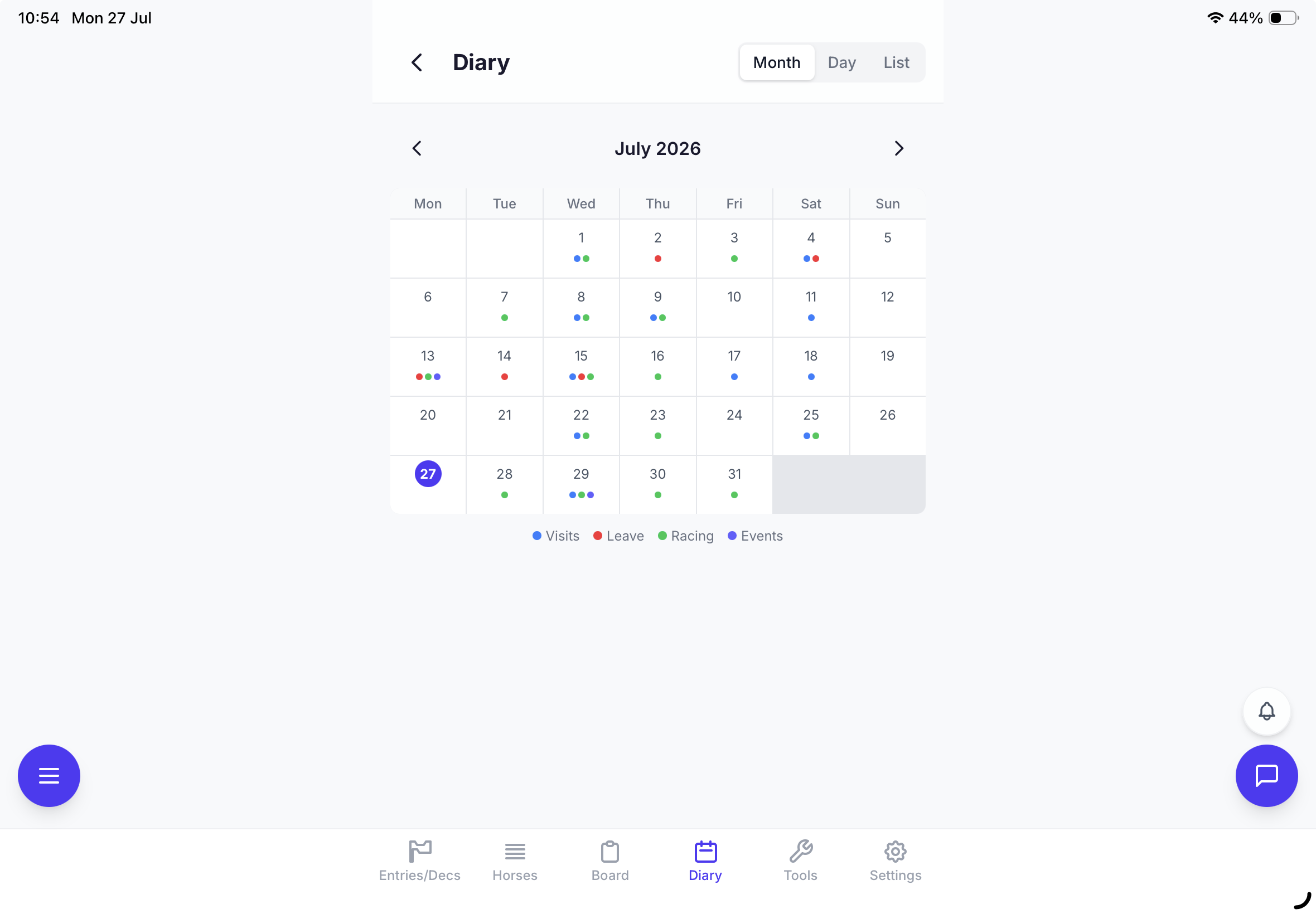 The yard diary month calendar